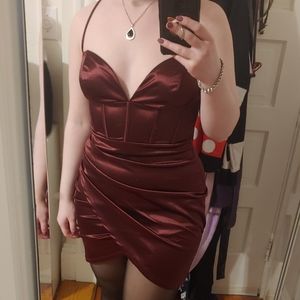 Windsor burgundy corset style mini dress